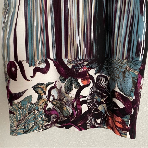 Tahari Blue Purple Watercolor Sheath Dress - Size 10 - Picture 2 of 5